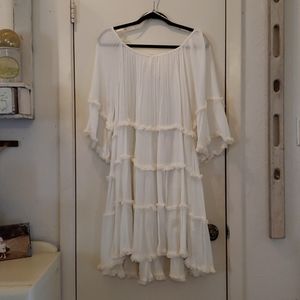 White Tiered Ruffle Midi Dress - Women